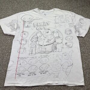 Family Guy Shirt Liquid Blue All Over Print Sketch Work Size XL